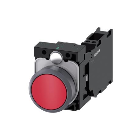 3SU1130-0AB20-3FA0 - 3SU1130-0AB20-3FA0 SIEMENS Pushbutton, 22 mm, round, plastic with metal front ring, red, Pushbutton, flat, m..