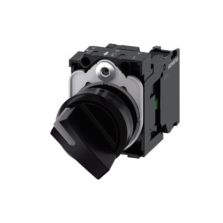 3SU1100-2BF10-1BA0 - 3SU1100-2BF10-1BA0 SIEMENS Selector switch, Illuminable 22 mm, round, plastic, black, knob, short 2 switch p..