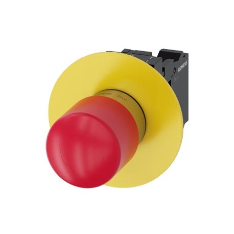 3SU1150-1GB20-3CW0 - 3SU1150-1GB20-3CW0 SIEMENS EMERGENCY STOP mushroom pushbutton, 22 mm, round, metal, shiny, red, 30 mm, posit..