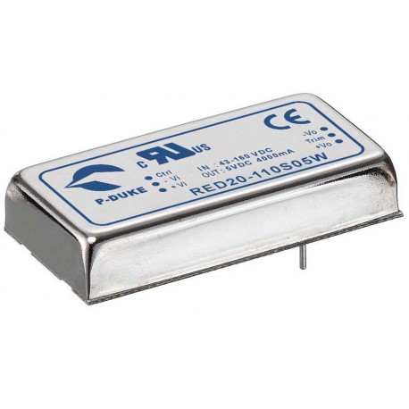 RED20-110S15W - RED20-110S15W MEANWELL DC-DC Converter for PCB, Input: 43-160VDC. Output: 15VDC. 20W. Railway and Industry. ..