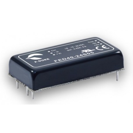 FED40-12S24 - FED40-12S24 MEANWELL DC-DC converter for PCB mount, Input: 9-18VDC. Output: 24VDC. 20mA. Power: 40W. I/O iso..