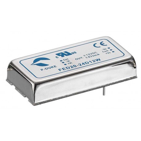 FED20-48D12 - FED20-48D12 MEANWELL DC-DC converter for PCB mount, Input: 36-75VDC. Dual Output: -12 / +12VDC. Power: 20W. ..