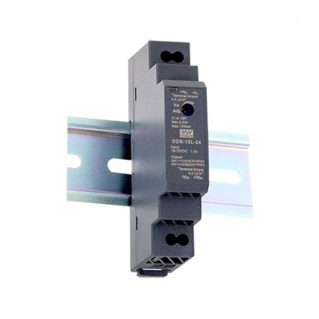 DDR-15L-5 - DDR-15L-5 MEANWELL DC-DC Ultra slim Industrial DIN rail converter, Input 18-75VDC, Single Output 5VDC / 3A