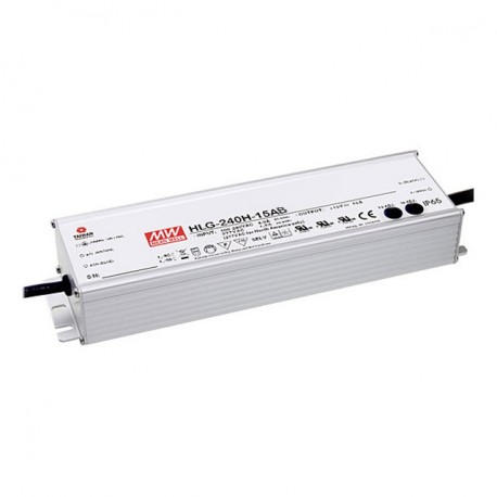HLG-240H-15AB - HLG-240H-15AB MEANWELL AC-DC Single output LED driver Mix mode (CV+CC) with built-in PFC, Output 15VDC / 15A..