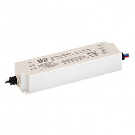 LPFH-60D-12 - LPFH-60D-12 MEANWELL 60W AC-DC Constant Current LED Driver. Output 12VDC / 5A
