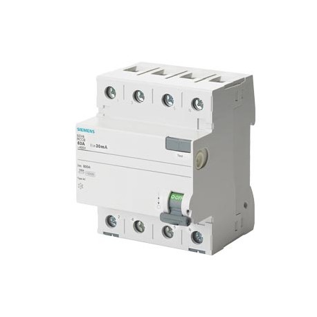 5SV4344-0LA - 5SV4344-0LA SIEMENS Residual current operated circuit breaker, 4-pole, Type AC, In: 40 A, 30 mA, Un AC: 400 ..