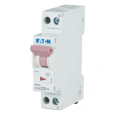 PLN6-C32/1N-DE - PLN6-C32/1N-DE 263285 Y7-263285 EATON ELECTRIC Miniature circuit breaker (MCB), 32A, 1pole+N, type C charact..