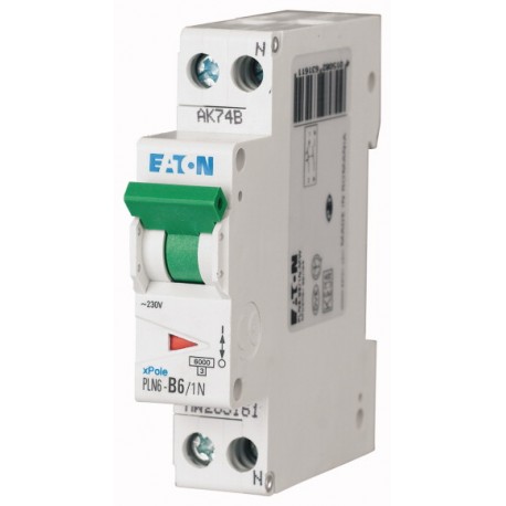 PLN6-C4/1N-DE - PLN6-C4/1N-DE 263278 EATON ELECTRIC Miniature circuit breaker (MCB), 4A, 1pole+N, type C characteristic