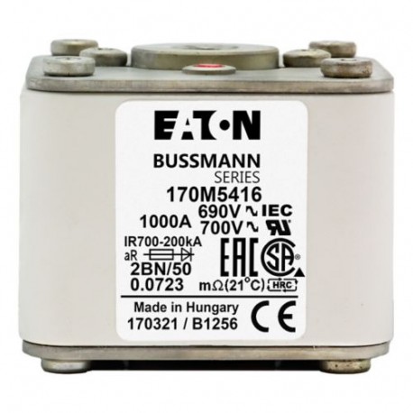 FUSE 250A 1250V 2BKN/80 AR CU - FUSE 250A 1250V 2BKN/80 AR CU 170M5438 EATON ELECTRIC FUSE 250A 1250V 2BKN/80 AR CU