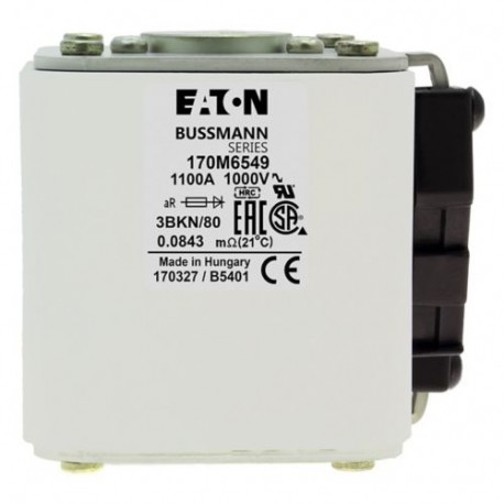 FUSE 1000A 1250V 2//3BKN/75 AR - FUSE 1000A 1250V 2//3BKN/75 AR 170M6551 EATON ELECTRIC FUSE 1000A 1250V 2//3BKN/75 AR