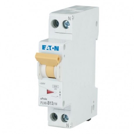 PLN6-B13/1N-DE - PLN6-B13/1N-DE 263271 Y7-263271 EATON ELECTRIC Miniature circuit breaker (MCB), 13A, 1pole+N, type B charact..