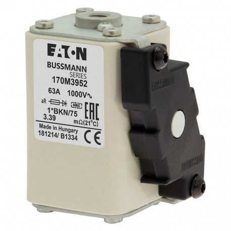 FUSE 63A 1000V 1*BKN/75 AR - FUSE 63A 1000V 1*BKN/75 AR 170M3952 EATON ELECTRIC FUSE 63A 1000V 1*BKN/75 AR