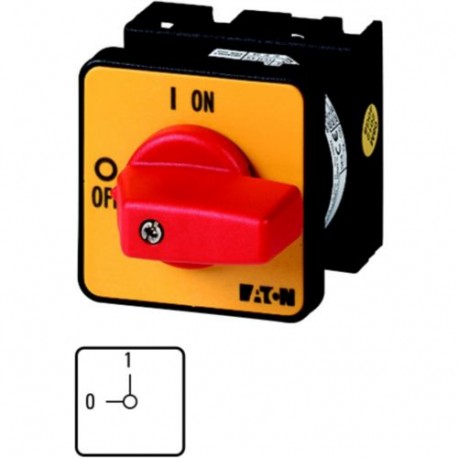 T0-2-1/E-RT - T0-2-1/E-RT 011082 Y7-11082 EATON ELECTRIC On-Off switch, 3 pole, 20 A, Emergency-Stop function, 90 °, flush..