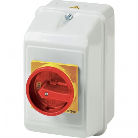 P1-32/ST/SVB - P1-32/ST/SVB 025522 EATON ELECTRIC Main switch, +steel enclosure, 3p, 32A, handle red yellow, lockable