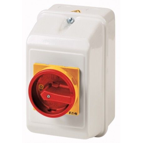 P1-25/ST/SVB - P1-25/ST/SVB 025523 EATON ELECTRIC Main switch, +steel enclosure, 3p, 25A, handle red yellow, lockable