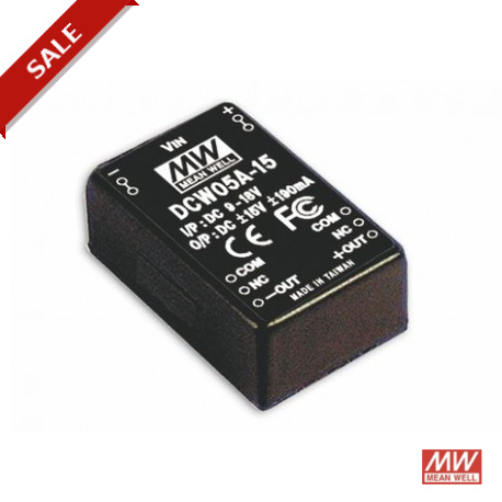 DCW05B-12 - DCW05B-12 MEANWELL DC-DC Converter for PCB mount, Input 18-36VDC, Output ±12VDC / 0.47A