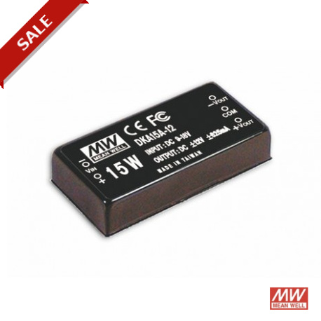 DKA15B-12 - DKA15B-12 MEANWELL DC-DC Converter for PCB mount, Input 18-36VDC, Output ±12VDC / 0.625A, DIP Through hole p..