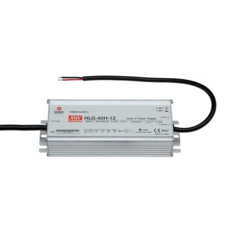 HLG-40H-24 - HLG-40H-24 MEANWELL AC-DC Single output LED driver Mix mode (CV+CC) with built-in PFC, Output 24VDC / 1.67A,..