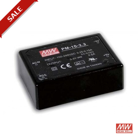 PM-10-3.3 - PM-10-3.3 MEANWELL AC-DC Single output Medical Encapsulated power supply, Output 3.3VDC / 2.5A, PCB mount, 2..