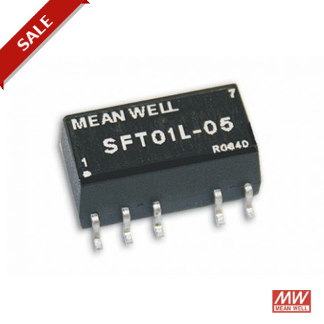 SFT01M-05 - SFT01M-05 MEANWELL DC-DC Converter for PCB mount, Input: 10,8-13,2VDC.Output: 5VDC. 200mA. Power: 1W. SMD.Is..