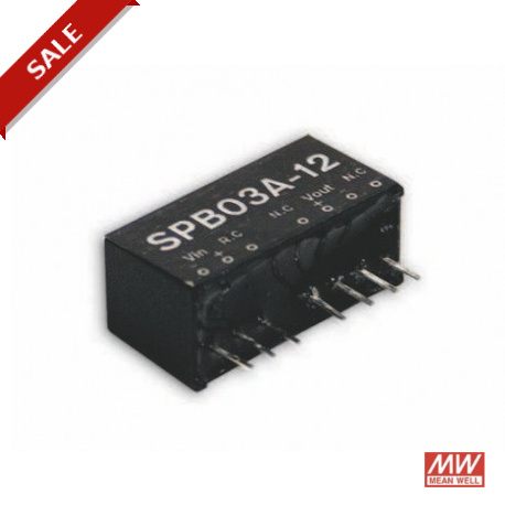 SPB03C-05 - SPB03C-05 MEANWELL DC-DC Converter for PCB mount, Input 36-72VDC, Output 5VDC / 0.6A, SIP through hole packa..
