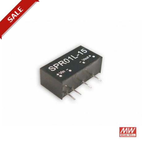 SPR01M-09 - SPR01M-09 MEANWELL DC-DC Converter for PCB mount, Input 10.8-13.2VDC, Single Output 9VDC / 0.1A, SIP through..