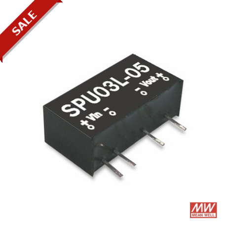 SPU03N-05 - SPU03N-05 MEANWELL DC-DC Converter for PCB mount, Input 24VDC ±10%, Output 5VDC / 0.6A, SIP through hole pac..