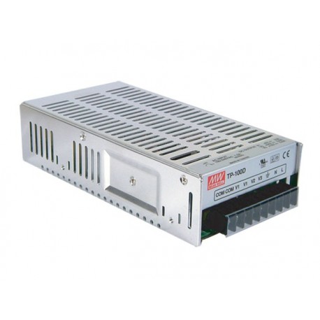 TP-100D - TP-100D MEANWELL AC-DC Triple output enclosed power supply, Output 5VDC / 15A +24VDC / 3A +12VDC / 1A