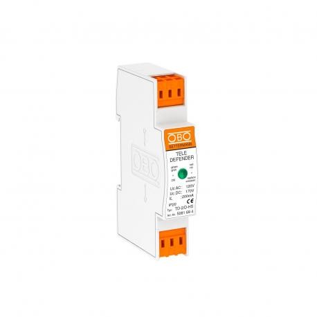 TD-2/D-HS - TD-2/D-HS 5081694 OBO BETTERMANN Surge protection device for TK systems with hat rail, White, Plastic