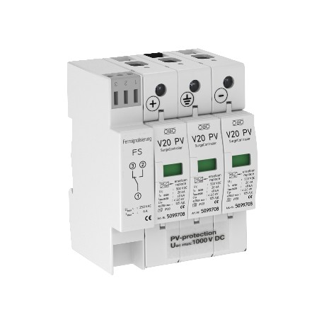 V20-C 3PHFS-1000 - V20-C 3PHFS-1000 5094574 OBO BETTERMANN SurgeController V20 three-pole for photovoltaics, 1000V DC,