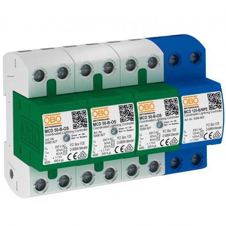 MCD 50-B 3+1-OS - MCD 50-B 3+1-OS 5096836 OBO BETTERMANN Coordinated lightning cont. set with function display, 255V,