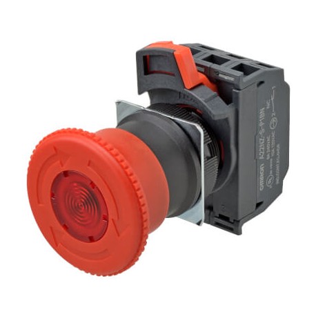 A22NE-M-P002-C - A22NE-M-P002-C A22E0041A 679730 OMRON Pushbutton 40mm Emergency Lighting 24Vdc/Vca Rotate IP65 1 NC Push-in+