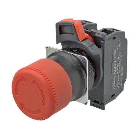 A22NE-S-P102-N - A22NE-S-P102-N A22E0021G 679743 OMRON Push Button 30mm Emergency Swivel IP65 1 NC+1NA Push-in+