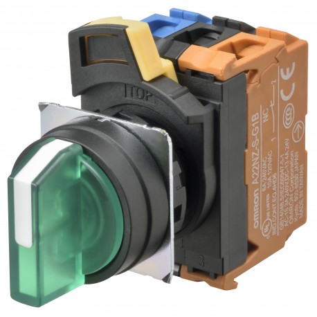 A22NW-2BL-TGA-G101-GE - A22NW-2BL-TGA-G101-GE A2240883C 661742 OMRON Selector A22NW Ø22, 2 position, Lighted, bezel PLASTIC, AUTO RE..