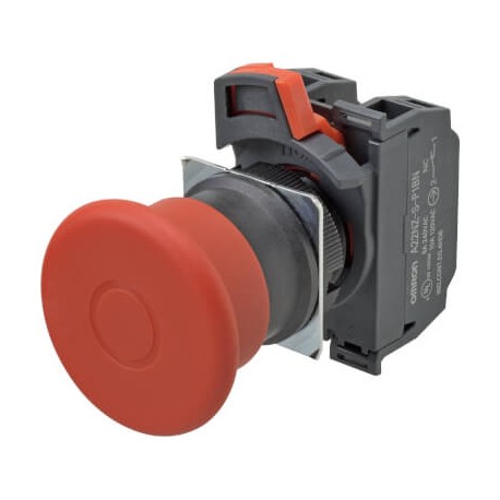 A22NE-MP-P202-N - A22NE-MP-P202-N A22E0052G 679740 OMRON Push button 40mm Emergency, lock on push/unlock on turn, 2NC