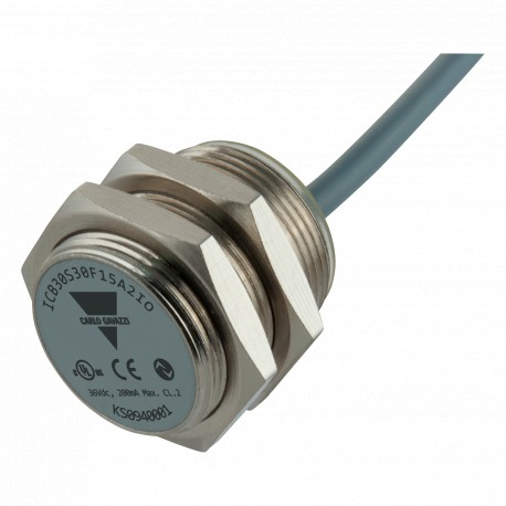 ICB30S30F15A2IO - ICB30S30F15A2IO CARLO GAVAZZI Inductive Sensor, 3 wire DC, 30 Metric, Housing lantón plated, IO-Link Communi..