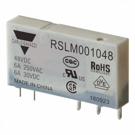 RSLM001048 - RSLM001048 CARLO GAVAZZI Electromechanical relay narrow 5 mm, Amperage 6 A, Voltage coil 48VDC, Configuratio..