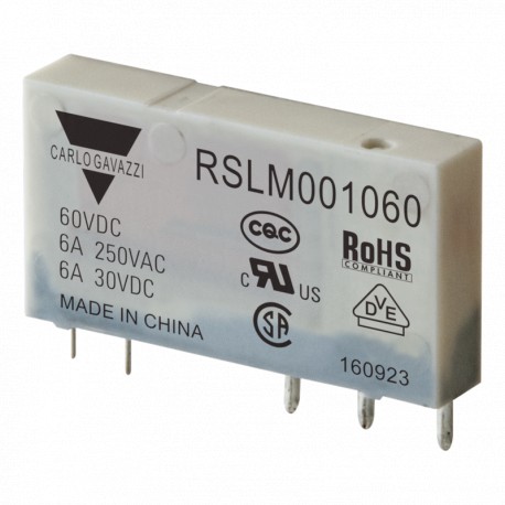 RSLM001060 - RSLM001060 CARLO GAVAZZI Electromechanical relay narrow 5 mm, Amperage 6 A, Voltage coil 60VCC, Configuratio..