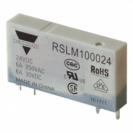 RSLM100024 - RSLM100024 CARLO GAVAZZI Electromechanical relay narrow 5 mm, Amperage 6 A, Voltage coil 24VDC, Configuratio..