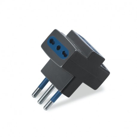 146.550/3-N - 146.550/3-N SCAME 3-WAY ADAPTOR DUAL USE 2P+E 16A BLUELINE