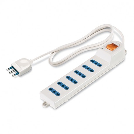 160.232/C - 160.232/C SCAME 6-OUTLET SOC. DUAL USE + LUMINOUS SWITCH