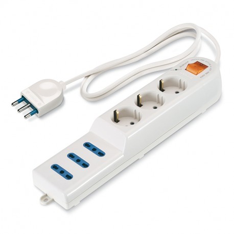 160.233/C - 160.233/C SCAME 3-OUTLET SOC. DUAL USE + LUMINOUS SWITCH