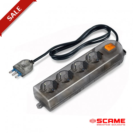 161.245/C-F - 161.245/C-F SCAME 4-OUTLET SOC. 2P+E 16A IT/UNEL + CABLE