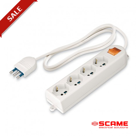 161.246/C - 161.246/C SCAME 4-OUTLET 2P+E 16A IT/GER.+LUM.SWITCH+LIG