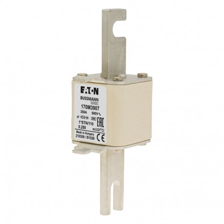 FUSE 350A 690V 1*STN/110 AR - FUSE 350A 690V 1*STN/110 AR 170M3907 EATON ELECTRIC FUSE 350A 690V 1*STN/110 AR