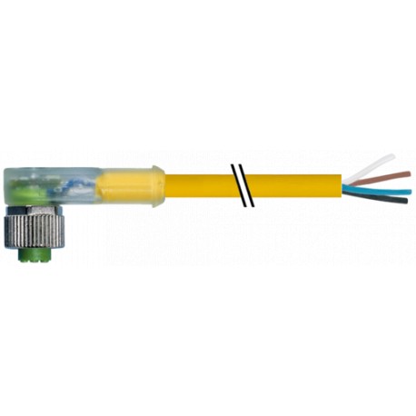 7000-12421-0340350 - 7000-12421-0340350 MURRELEKTRONIK M12 female 90° A-cod. with cable LEDPUR 4x0.34 ye UL/CSA+drag ch. 3.5m