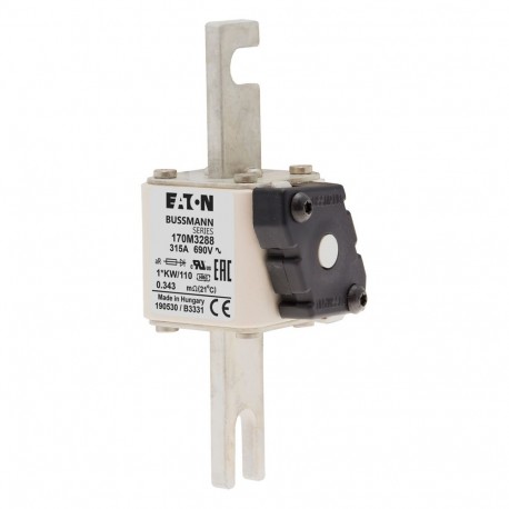 FUSE 315A 690V 1*KW/110 AR UC - FUSE 315A 690V 1*KW/110 AR UC 170M3288 EATON ELECTRIC FUSE 315A 690V 1*KW/110 AR UC