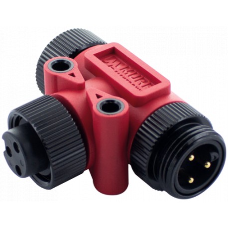 7700-A3T05-0000000 - 7700-A3T05-0000000 MURRELEKTRONIK Mini (7/8) 3 pole Tee, Male (Ext.)/2x FemaleRed Housing