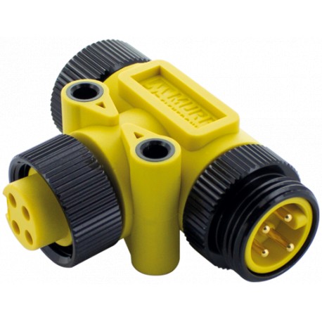 7700-A4T01-0000000 - 7700-A4T01-0000000 MURRELEKTRONIK Mini (7/8) 4 pole Tee, Male (Ext.)/2x FemaleYellow Housing
