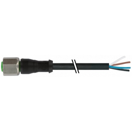 7004-12221-6343500 - 7004-12221-6343500 MURRELEKTRONIK M12 female 0° A-cod. with cable V4APUR 4x0.34 bk UL/CSA+drag ch. 35m